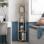 Furinno Turn-N-Tube Corner Shelf Set of 2, 5-Tier Corner Bookshelf, Open Storage Shelves, for Organization and Storage, Living Room, Home Office, Garage, Beech - Image 5