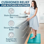 ComfiLife Anti Fatigue Floor Mat – 3/4 Inch Thick Perfect Kitchen Mat, Standing Desk Mat – Comfort at Home, Office, Garage – Durable – Stain Resistant – Non-Slip Bottom (20" x 32", Teal) - Image 6