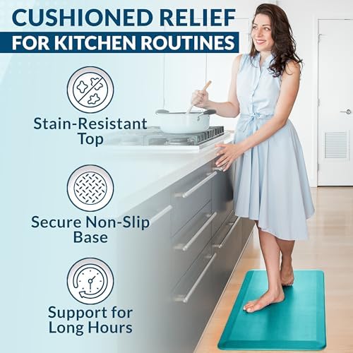 ComfiLife Anti Fatigue Floor Mat – 3/4 Inch Thick Perfect Kitchen Mat, Standing Desk Mat – Comfort at Home, Office, Garage – Durable – Stain Resistant – Non-Slip Bottom (20" x 32", Teal) - Image 6