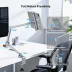 AboveTEK 2-in-1 iPad Stand for Desk, Aluminum iPad Holder Arm with Clamp & Magnetic Ring Head, 360° Adjustable Tablet Stand Holder, Bed Clamp Mount for 4.7"-13" iPads Air/Pro/Mini, Galaxy Tab & Phones - Image 5