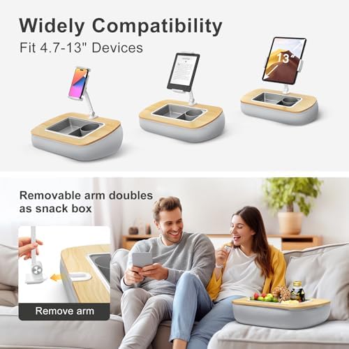 ERGONOV Tablet Pillow Stand with Snack Bowl,iPad Holder for Bed -Birch Gray - Image 5