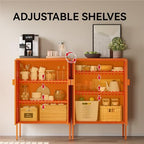 COFaR Orange Metal Storage Cabinet, 47”H Vibrant Coffee Bar & Buffet Sideboard with Adjustable Shelves, Fun Kitchen Organizer, Ventilated Steel Cabinet with Magnetic Doors for Dining Room, Office - Image 5