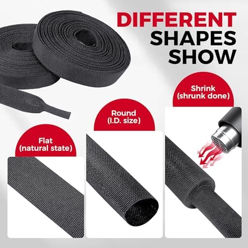 2 in 1 Heat Shrink Braided Sleeving Fabric Tubing 1"-60FT - Image 2