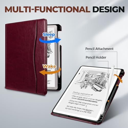 E NET-CASE Case for 11" Kindle Scribe 3rd Generation 2025, Kindle Scribe Colorsoft, Multi-Viewing Stand Cover with Auto Sleep/Wake,Pen Holder for Scribe 11" 2025 Released (Red) - Image 5