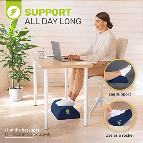 ErgoFoam Foot Rest - Chiropractor-Endorsed Orthopedic Teardrop Design 2in1 Adjustable Premium Under Desk Footrest for Lumbar, Back, Knee Pain (Navy Blue) - Image 5