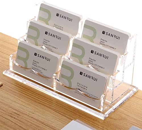 SANRUI Clear Acrylic Desk Business Card Holder, 6 Horizontal Slots - Image 7