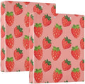 JIPONI 3 Ring Binder Strawberrys Pink Background 1 Inch Round Binders for Men Women Students, Cute File Organizer for Office School, 2 pcs by JIPONI