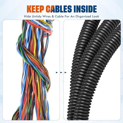 Sasylvia 1/4" X 200 ft Split Wire Loom Tubing, Cord Protector - Image 4