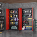 Greenvelly Metal Garage Storage Cabinet with 2 Doors and 4 Adjustable Shelves, 72”H Steel Lockable Storage Cabinet,Tall Metal Cabinet Locking File Cabinet for Office,Home, Garage, Gym, School - Image 2