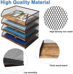 Natwind 4-Tier Stackable Metal Mesh Paper Organizer with Sliding Tray,Retro - Image 3