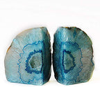 JIC Gem Teal Agate Geode Heavy Duty Bookends with Anti-Slip Rubber Bumpers - Image 4