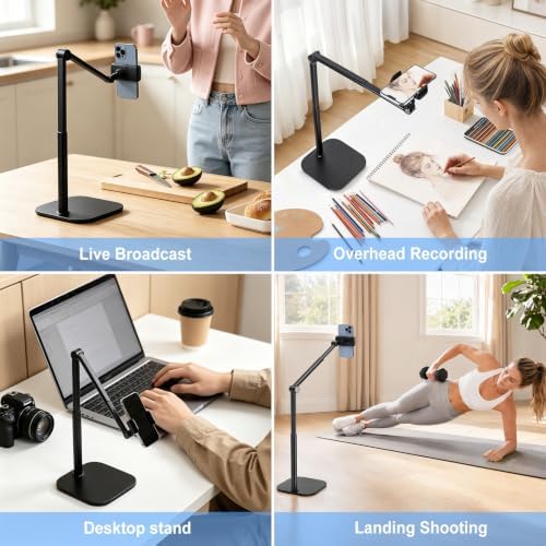 MACEVIA Overhead Phone Stand for Recording,Tabletop Cooking Tripod for Desk - Image 7