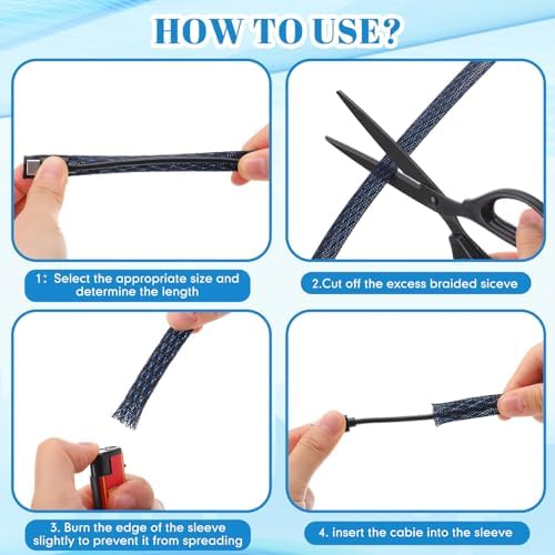 Pangda Braided Wire Loom 1/2'' X 300 Ft, Black-Blue - Image 5