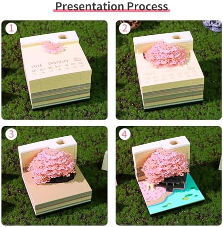 3D Memo Pad, 3D Calendar 2027, Time Piece Calendar, Tear-Off Calendars 2027, 3D Paper Carving Art Memo Pad, Art Carving Sticky Notes for Office Home Gifts Ornaments (Four Seasons Tree) - Image 3