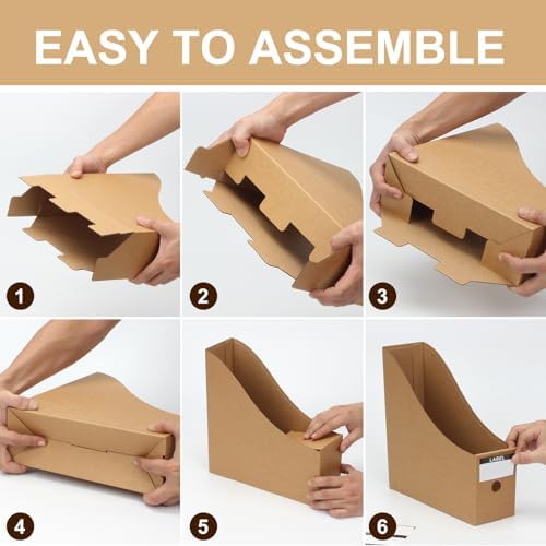 24 Pcs Cardboard Magazine File Holders Paper Magazine Book Bin Box - Image 4