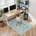Anidaroel 36"x48" Office Chair Mat for Hardwood Floor/Tile, Anti-Slip Boho Desk Mat for Chairs, Tea Green Office Floor Mat, Low Pile Floor Protector for Rolling Chair, Floral Under Desk Rug by Anidaroel