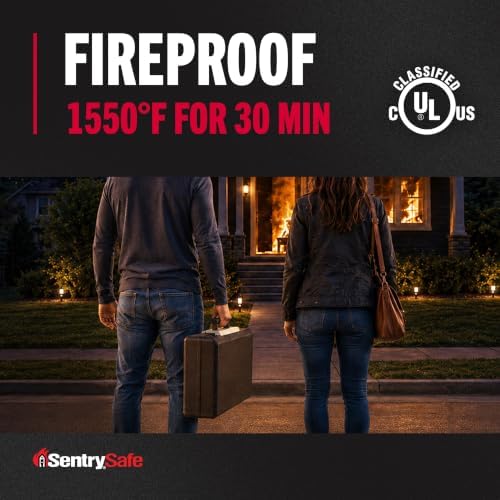 SentrySafe Fireproof Safe Box with Key Lock, Chest Safe with Carrying Handle to Secure Money, Jewelry, Documents, 0.25 Cubic Feet, 6.3 x 15.3 x 12.1 Inches, 1160 - Image 2