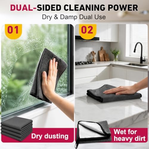 Genie Cloth Magic Cloth Genie Magic Cleaning Cloths 10-Pack, Reusable Microfiber Cleaning Cloth Without Fluff or Stripes Suitable for Windows,Mirrors, Stainless Steel, Kitchens, Cars, and Screens - Image 3