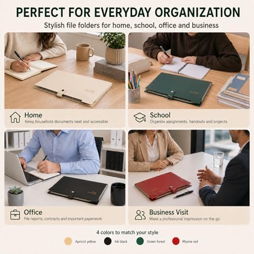 8 Pack Expanding File Organizer, 8 Pocket Accordion File Folders with Labels, Portable Plastic Document Paper Bill Receipt Organizer with Snap Closure for School Office Home, Letter/A4 Size, 4 Colors - Image 5