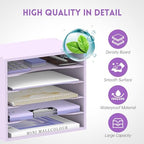 5 Tier Wood Desk Organizer, Paper Organizer for Desk, Purple - Image 5