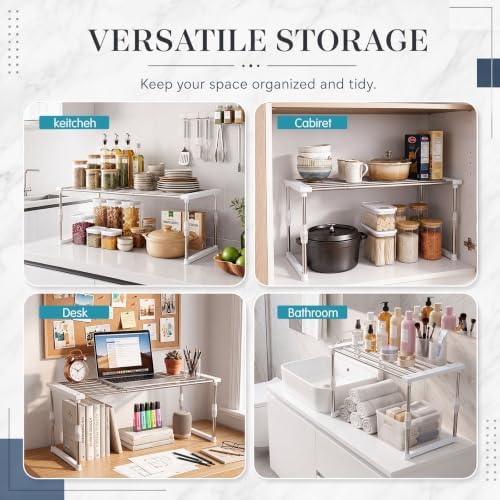 Youyole 4 Set Adjustable Cabinet Organizer, Expandable Steel Kitchen Rack - Image 6