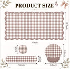 Brown Gingham Scalloped Desk Mat Set, Mouse Pad with Gel Wrist Rest,Ergonomic Keyboard Wrist Support for Women Non-Slip Desk Pad Home Office Decor - Image 6