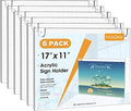MaxGear Acrylic Wall Mount Sign Holder, 11 x 17 Landscape, 6 Pack by MaxGear