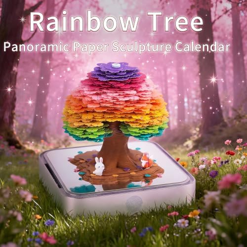 3D Calendar 2027, 3D Memo Pad Art Sticky Notes, Time Piece Calendar 2027, Creative Weekly Notepad with Light, Paper Carving Art Desktop Gift for Christmas Birthday Anniversaries (Colorful Tree 2027) - Image 2
