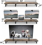 Dual Monitor Stand - 43.7 inch Extra Long Wide TV Stand - Wood & Steel Leg Desktop Riser - Desk Organization - Home Office (Vintage) - Image 4