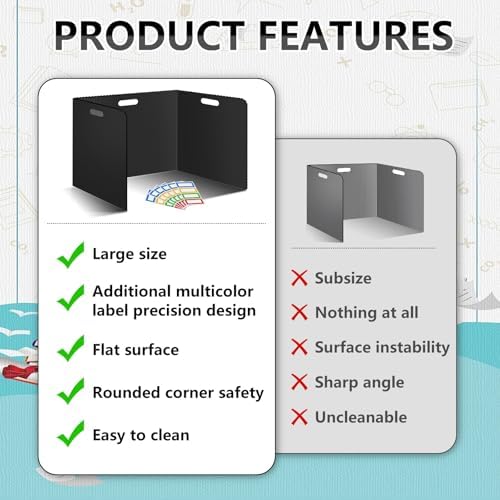 24 Pcs Desk Dividers for Students Plastic Durable and Waterproof Privacy Folders Shields Test Dividers with Classroom Privacy Boards for School Study Teacher Supplies (24pcs Black) - Image 4