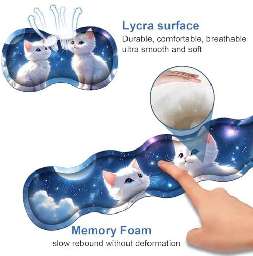 4 in 1 Ergonomic Memory Foam Mouse Pad Wrist Rest Set, Large XXL Gaming Desk Pad + Keyboard Wrist Rest + Mouse Wrist Cushion + Coaster for Home Office Study Gaming, Cute Cat - Image 6