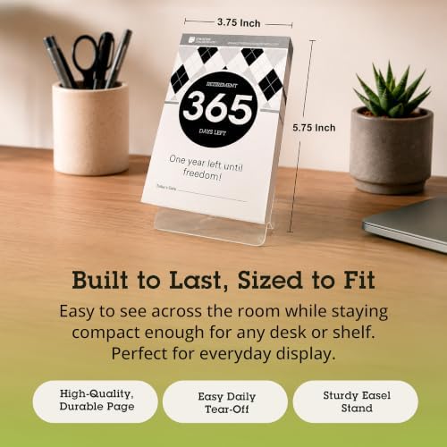 Retirement Count Down Calendar - 5.75"x3.75" - Black and White Tear Off Countdown Desk Calendar (White and Black, 1 yr (365)-Day Retirement) - Image 3