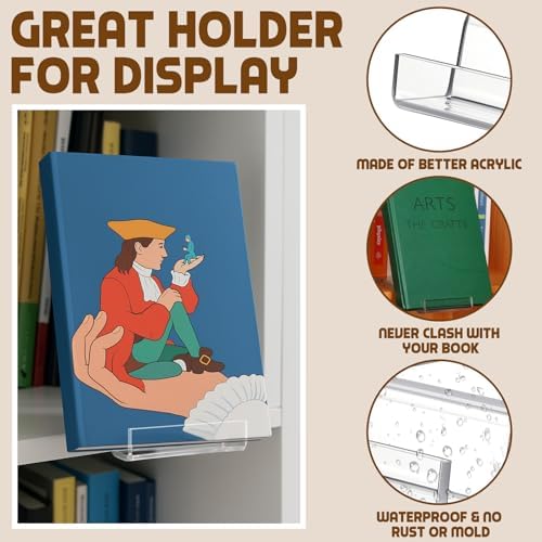 8 Pack Acrylic Book Stands for Display, Clear Bookshelf Holder - Image 3