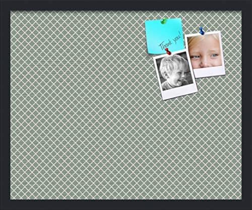 PinPix 22x18 inch Cork Bulletin Board. This Decorative Framed Pin Board Comes with Diamond Pattern in Nile Green Design and Satin Black. Ideal for Home, Office Decor or School (PinPix-380) by PinPixBulletinBoards
