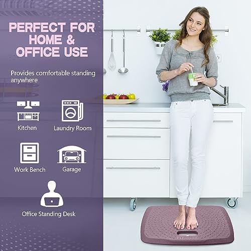3/4 inch Thick Premium Anti Fatigue Mat with Massage Points, Ideal Standing Pad for Office & Home, Perfect Standing Desk Mat with Handle, Comfort Kitchen Floor Mat (Purple, 17" x 22") - Image 5