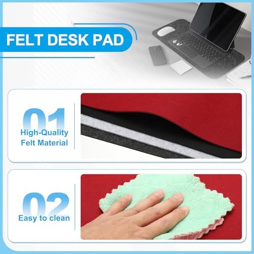 PATIKIL 47.2" x 23.6" Large Felt Desk Pad Protector, Non-Slip Desk Mat Full Table Mouse Pad Keyboard Mats for Laptop Computer Writing Desk Table Gaming Home, Wine Red - Image 3