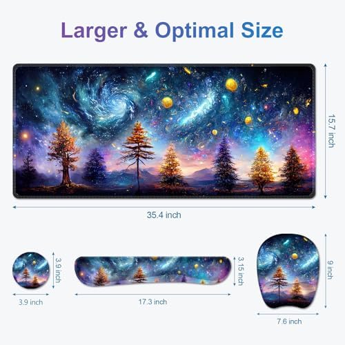 4 in 1 Large Mouse Pad, Keyboard Wrist Rest Set, Ergonomic, Non-slip, Waterproof, Colorful World - Image 5