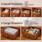 6-Drawer Vintage Apothecary Cabinet, Wooden Card Catalog - Image 6