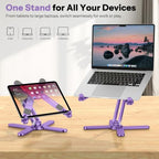 OMOTON LA10 360° Rotating Laptop Stand Riser Foldable for Desk, Purple - Image 6