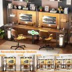 Cyclysio 47'' Gaming Desk with Hutch and Reversible Storage Shelves, Black - Image 5