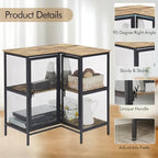 VECELO 3 Tier Corner Cabinet with Doors and Storage Shelves, Industrial TV Stand Multipurpose Free-Standing Table, for Small Space Living Room Home Office Kitchen, Oak Grey - Image 3