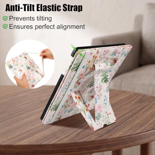 E NET-CASE Case for 11" Kindle Scribe 3rd Generation 2025, Kindle Scribe Colorsoft, Multi-Viewing Stand Cover with Auto Sleep/Wake,Pen Holder for Scribe 11" 2025 Released (Antique Floralia) - Image 4