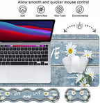 Ergonomic Keyboard Wrist Rest and Mouse Pad Wrist Rest Set,Dreamy Daisy Vintage Wood Board Live Laugh Love Large XXL Gaming Desk Mat 31.5"x 11.8",Non-Slip Base, Memory Foam,Easy Typing Pain Relief - Image 3