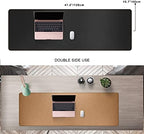 MAIDERN 47.2" x 15.7" Cork & Leather Desk Pad, Large XXL Mat, Full Mouse Pad, Dual Sided Protector for Gaming Home Office (Black) - Image 2