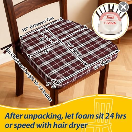 AAAAAcessories Chair Cushions for Dining Chairs, 17 x 16 x 2 in, Set of 2 - Image 2