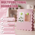 Gueevin 2 Pcs Pink Magnetic Bulletin Board Standing 10"x 12" Metal Memo Board Scalloped Magnetic Display Stand Double Sided Wave Magnet Message Desk Announcement Decor for Menu Photo Document Supplies - Image 4