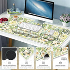 4 in 1 Large Mouse Pad, Keyboard Wrist Rest Set, Ergonomic Mouse Pad with Wrist Support, Desk Mat with Stitched Edges Extended Desk Pad Waterproof Desk Mat for Home Office Game I Green Flower Plants - Image 5