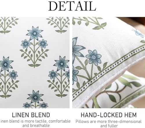ISAENNE Designer Linen Throw Pillow Cover,Set of 2,18"x18"-Mosella B - Image 5