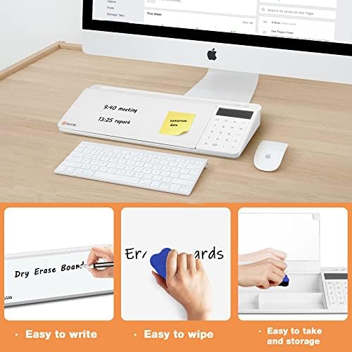 SELEAD Desktop Glass Whiteboard with Calculator & Built-in Mirror, White - Image 4