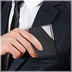 Yexiya 20 Pieces PU Leather Business Card Holder with Magnetic Closure Stainless Steel Slim Wallet Case for ID Credit Card Women Men(Black) - Image 4